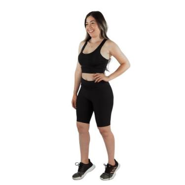 Imagem de Conjunto Short Longo + top Fitness Academia - swg, Preto, M