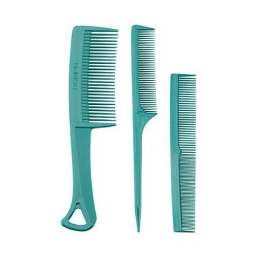 Imagem de Kit trio pentes profissional cabelereiro corte pentear fino dompel cor