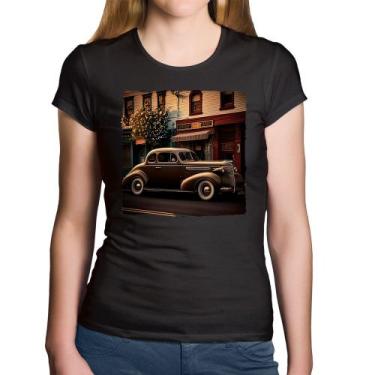 Imagem de Baby Look Algodão Carro antigo na cidade - Foca na Moda, Preto, P