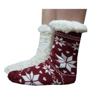 Imagem de Meia Térmica Feminina Forrada em Lã / Antiderrapante / Adulto / Serve 