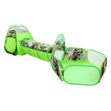 Imagem de Barraca Infantil Dinossauro 3 em 1 com Túnel Cesta e Casinha - DM Toys