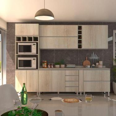 Imagem de Cozinha Completa 7 Peças Com Tampo Lis Legno Crema - LUCIANE MÓVEIS