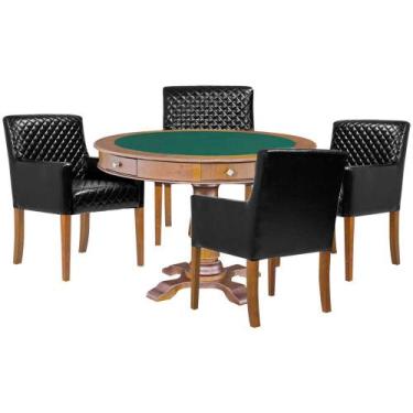 Imagem de Mesa de Jogos Carteado Victoria Redonda Tampo Reversível Amêndoa com K