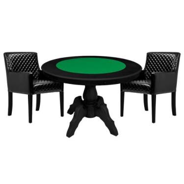 Imagem de Mesa de Jogos Carteado Redonda Montreal Tampo Reversível Preto com 2 C