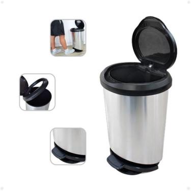 Imagem de Lixeira Cesto C/ Pedal Trava Saco De Lixo Banheiro Cozinha - ArqPlast,