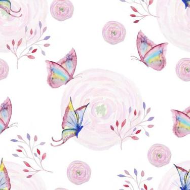 Imagem de Papel de Parede Decorativo Floral com Borboletas 1,5m - DEKAL DECOR