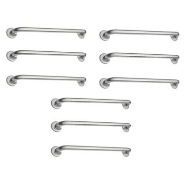 Imagem de Barra de Apoio 70cm Inox Kit 9 Unidades Idoso Gestante Deficiente Casa