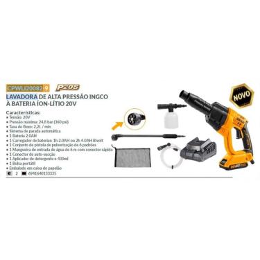 Imagem de Lavadora Jato De Alta Pressão A Bateria 20v C/ Acessórios