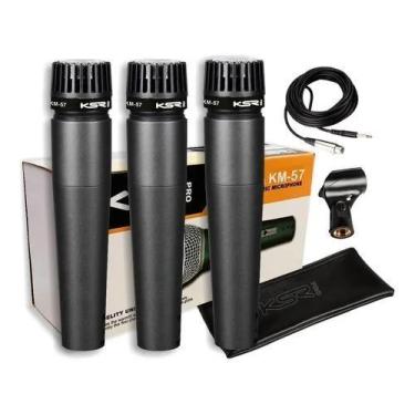 Imagem de 3 Mics para Instrumentos Ksr Km57 Sm57 + Cabos + Cachimbos+ Bags - KSR