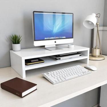 Imagem de Suporte para Monitor MDF Duplo Mesa Notebook Tv Home Office Base Decor