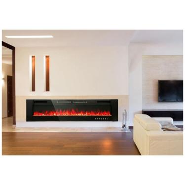 Imagem de Lareira Elétrica de Embutir A45x182L cm com Controle Remoto ou Tela Sensível ao Toque, Temporizador e Baixo Ruído, 110V 1500W, MAISON ARTS, Preta	