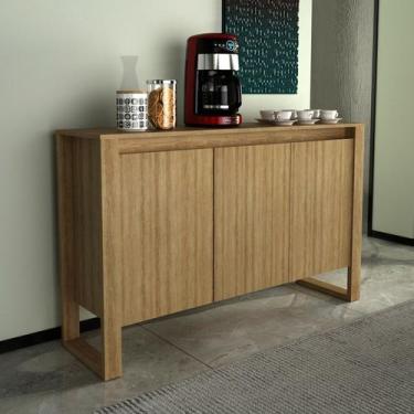 Imagem de Balcão para Escritório com 3 Portas ME4147 Amêndoa/Preto Tecnomobili