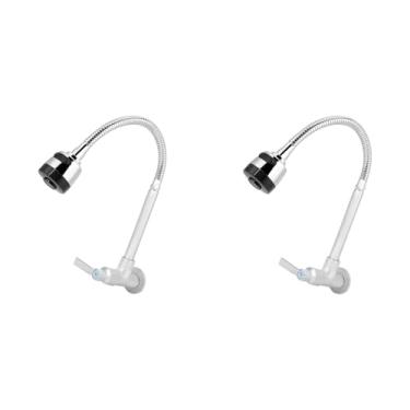 Imagem de TOPINCN 2 PCS Torneira Giratória de Montagem Em Parede de 360 °, Torneira Universal única de Cobre Frio de Aço Inoxidável Com Design Em Espiral para Pias de Cozinha e Banheiro