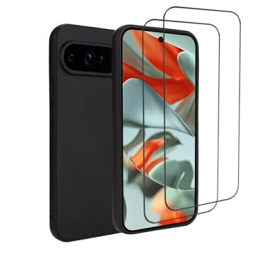 Imagem de 32nd Capa de silicone para Google Pixel 9 Pro XL com 2 protetores de tela, capa protetora fina e durável - preta