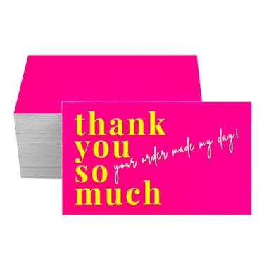 Imagem de RXBC2011 Seu pedido fez meu dia Cartões de agradecimento 5 x 9 cm Pacote de 100 rosa choque