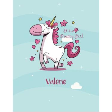 Imagem de Valerie: Unicorn Notebook Personal Name Wide Lined Rule Paper | Notebook The Notebook For Writing Journal or Diary Women & Girls Gift for Birthday, For Student | 162 Pages Size 8.5x11inch