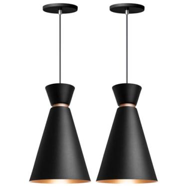 Imagem de Kit 2 Pendente Lustre Luminária Pequim Preto 30cm
