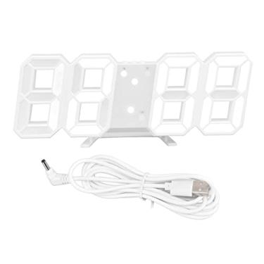 Imagem de Relógio de Parede Digital LED Com Display de Temperatura, Função de Alarme e Controle de Som Auto Sleep, Design Moderno, Economia de Energia para Casa, Escritório (Branco)