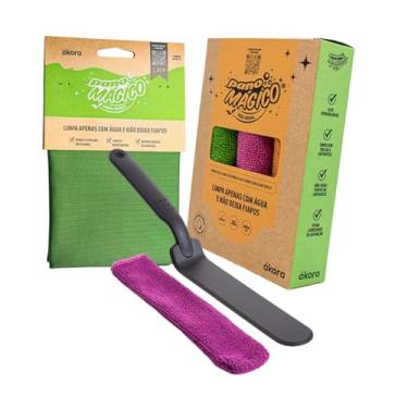 Imagem de Kit de Limpeza de Vidros Ákora Pano Multiuso de Microfibra Limpa Box e Blindex Limpador Transpasse