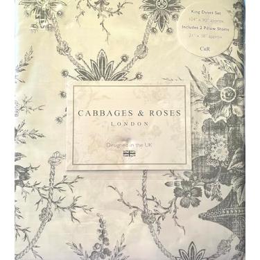 Imagem de Cabbages & Roses of London Coleção Luxuosa Casa 100% Algodão Percal Crisp & Fresco, Sem Rugas, Qualidade Hotel 3 Peças Conjunto de Edredom (Burleigh-Charcoal Shanny, King (Padrão dos EUA))
