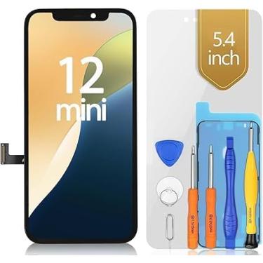 Imagem de bokman Para iPhone 12 Mini Display, placa frontal de montagem de tela LCD de 5,4 polegadas com kits de ferramentas de reparo para A2399, A2176, A2398