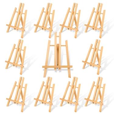 Imagem de idoobi 10 pacotes de cavalete de madeira de 11,8 ", suporte de cavalete para pintura, cavalete de mesa para artistas/estudantes/iniciantes, suporte portátil para sinal de foto em tela
