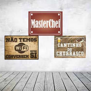 Imagem de Kit 3 Placas Decorativas Churrasco 01 MDF 3mm 18x26 - Brothers Mineiro