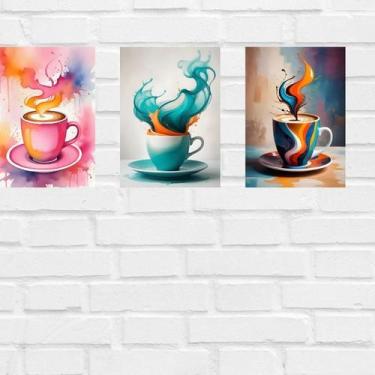 Imagem de Kit 3 Placas Decorativas Café 02 MDF 3mm 18x26 - Brothers Mineiros Dec
