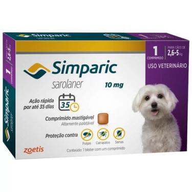 Imagem de 1 caixa Antipulgas Simparic para cães 2,6 a 5 kg com 1 tabletes - Zoet