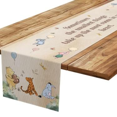 Imagem de Decorações vintage de chá de bebê Ursinho Pooh, toalhas de mesa com citações clássicas do Ursinho, decoração de festa de aniversário Pooh, toalhas de mesa Winnie Brown, artigos de festa reveladores de