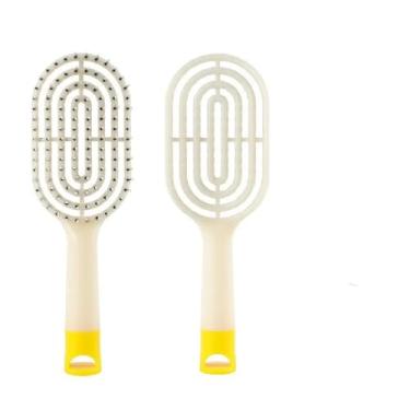 Imagem de Pentes de cabelo emaranhados, pente de massagem para couro cabeludo, desembaraçador, cacheado, molhado, seco, grosso, escova alisadora, acessório de escova de cabelo (branco)