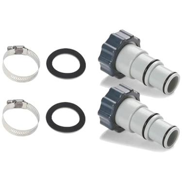 Imagem de TonGass (Pacote com 2) Adaptador de mangueira de substituição rosqueada para braçadeira para conjuntos de piscina Intex com mangueira de 3,8 cm e 3,5 cm para bombas de filtro, geradores de cloro