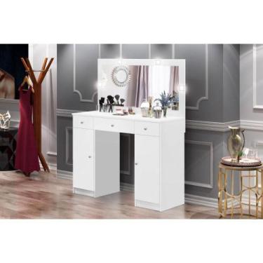 Imagem de Penteadeira 2 Portas 3 Gavetas com Espelho Realeza Branco - J&A Móveis