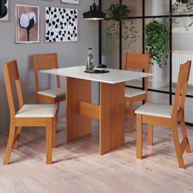 Imagem de Conjunto Sala De Jantar 1 Mesa Tampo Mdf Retangular 4 Cadeira