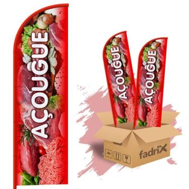 Imagem de Wind Banner Completo Dupla Face 3mt Açougue Kit C/ 2unds - Fadrix