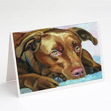 Imagem de Caroline's Treasures 7420GCA7P Chocolate Labrador Waiting Cards e Envelopes Pacote com 8, 7 x 5, multicolorido