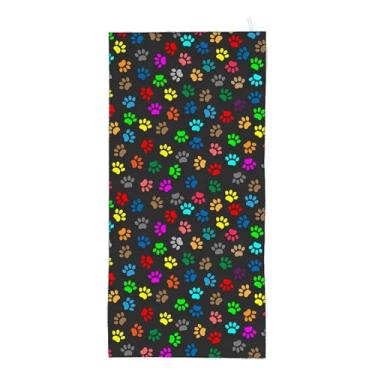 Imagem de Amasnay Toalha de praia de microfibra com estampa de pata de cachorro, toalhas sem areia, finas, de secagem rápida, superabsorventes, grandes, leves, para viagens, esportes, piscina, banho,