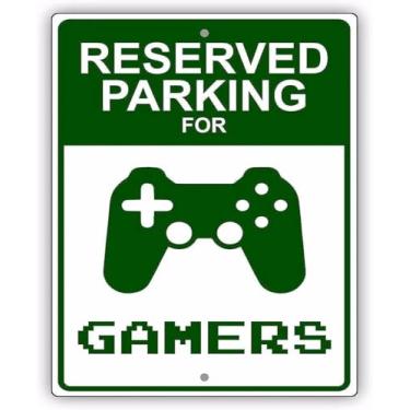 Imagem de Man Cave Decor Gamer Signs And Reserved Parking For Gamers X-Box Video Game Novidade Placa de Metal Gamer Parede Para Quarto, Placa de Metal Presente Tamanho 30 x 20 cm Vintage