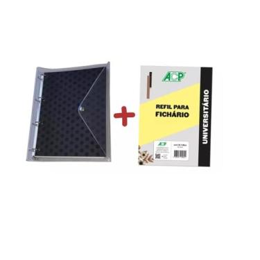 Imagem de Fichario De Pvc Preto Capa 96fl+divis Cristal - ACP
