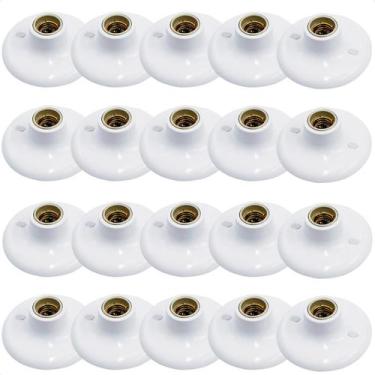 Imagem de Kit 20 Plafons Taschibra Porcelana Redondo E27 Bivolt, Branco