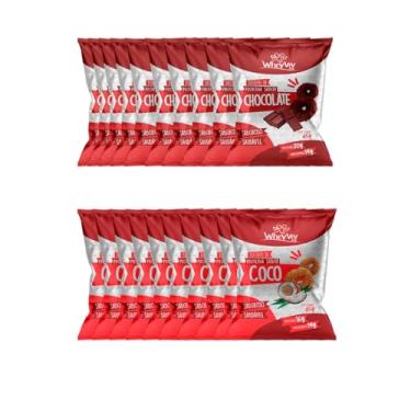 Imagem de Kit Biscoitos Fit Chocolate e Coco com Whey Protein - WheyViv Fit - Caixa 20 unidades de 45g