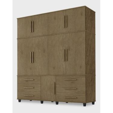 Imagem de Roupeiro Triplex Guarda Roupas Londres Casal 8 Portas Jacara