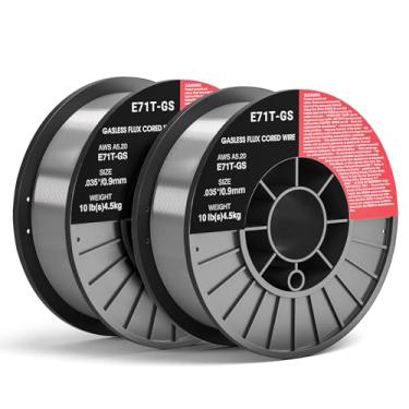 Imagem de Fio de solda de núcleo de fluxo 0,030, 2 carretéis E71T-GS fio de solda Mig de aço carbono sem gás de baixo respingo compatível (0,1 cm 4,5 kg 2 unidades)