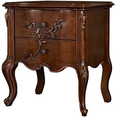 Imagem de Mesa de cabeceira simples para quarto, escritório, mesa de cabeceira pastoral, mini mesa de canto vintage de madeira maciça, armários laterais de madeira, mesas laterais