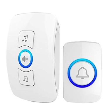 Imagem de Campainha sem fios Home Touch, kit de campainha impermeável, inclui transmissor de botão e recetor de tomada, 32 melodias, 4 níveis de volume, campainha aberta de porta branca ajustável (cor: blan