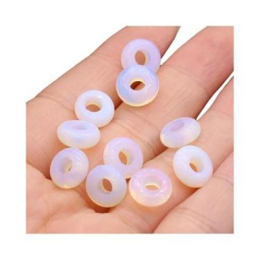 Imagem de Contas De Pedra Natural Com Buraco Grande, 10 Peças Em Forma De Ábaco 