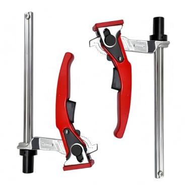 Imagem de Pacote com 2 braçadeiras para cães de banco, catraca de liberação rápida, torno de bancada de trabalho de mesa MFT ajustável, braçadeiras de fixação de 3/4 polegadas para marcenaria