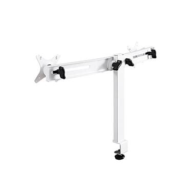 Imagem de WYUYIWH Suporte universal de TV para monitor duplo para telas de 13 a 27 polegadas, braço para monitor de ajuste de estiramento esquerdo e direito, suporte para monitor com altura/inclinação/rotação