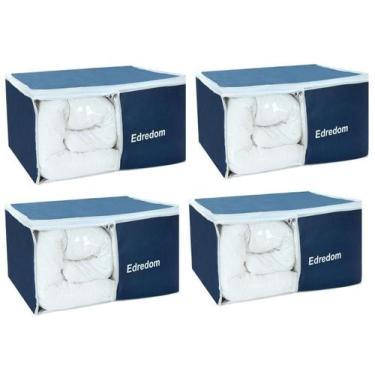 Imagem de Organizador Closet Guarda Roupa De Edredom Azul Marinho 4 Un - O Broto