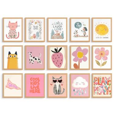 Imagem de BigWig Prints Arte de parede eclética para quarto de meninas - decoração de quarto infantil para meninas, decoração floral de berçário, arte de parede estética rosa, impressões inspiradoras de pôster